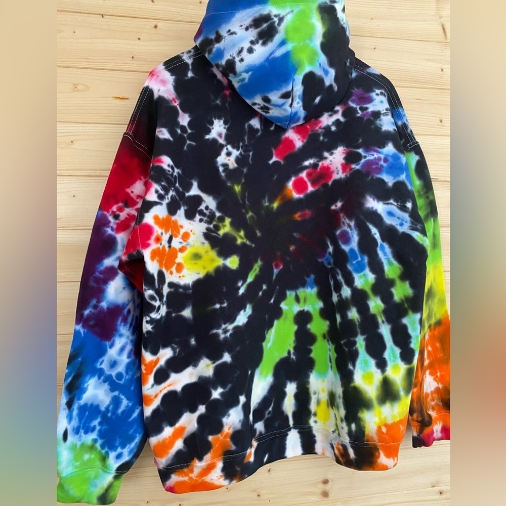 GILDAN Colorful Tie Dye Hoodie Soft Unisex Pullover Sweatshirt Unique Hippie - Picture 7 of 11